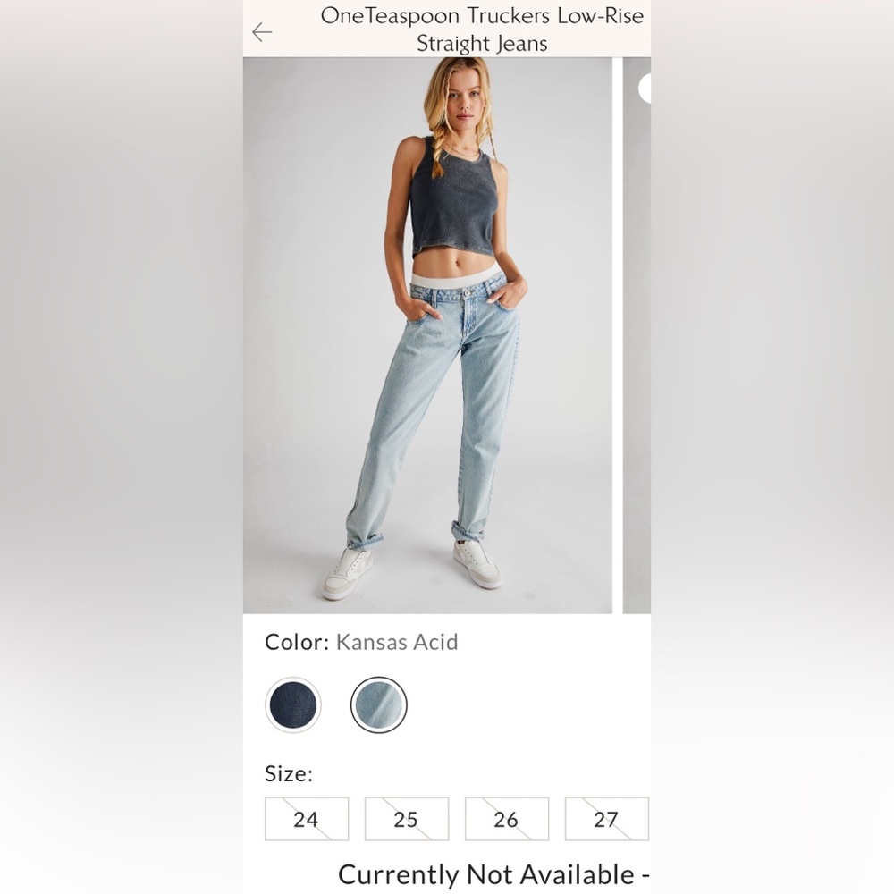 NWOT free people One teaspoon truckers low-rise straight jeans size 30